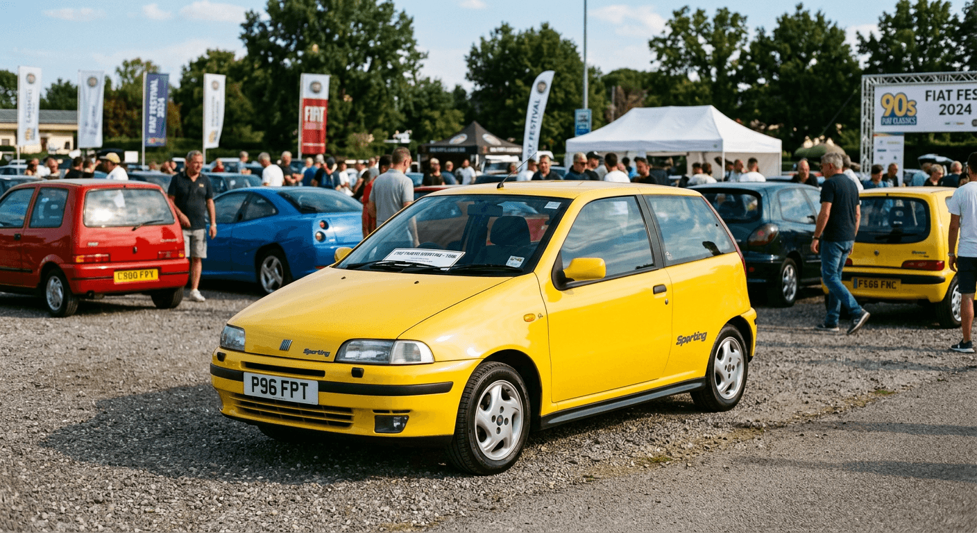 Car meet with enthusiasts and classic cars